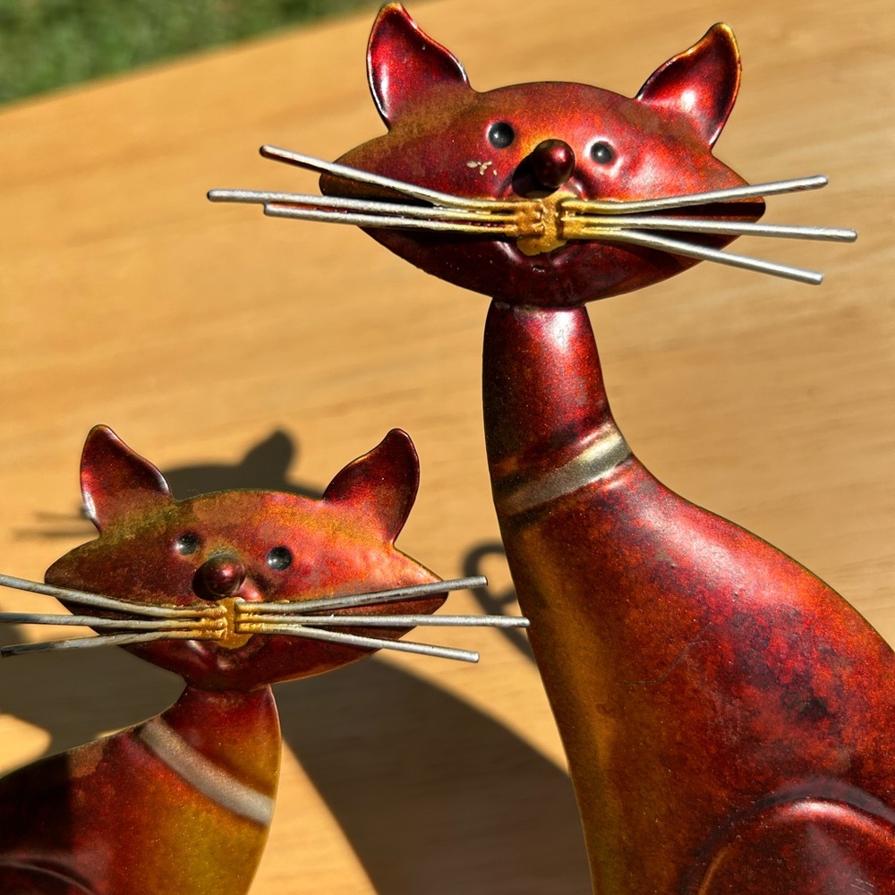 Cat Lover Metal Sculpture Wall Hook Hanger Art Deco 4 Hooks Kitty Feline Decor - Picture 5 of 7